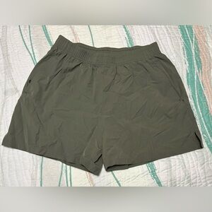 Olive Green Elastic Waist Shorts